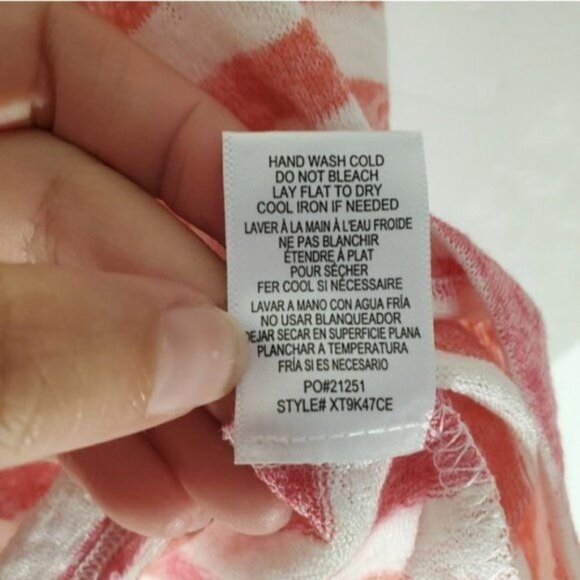 B‎ COLLECTION Womens Shirt Top Tee Soft Coral White Stripe Semi-Sheer Plus 2X - Picture 6 of 7